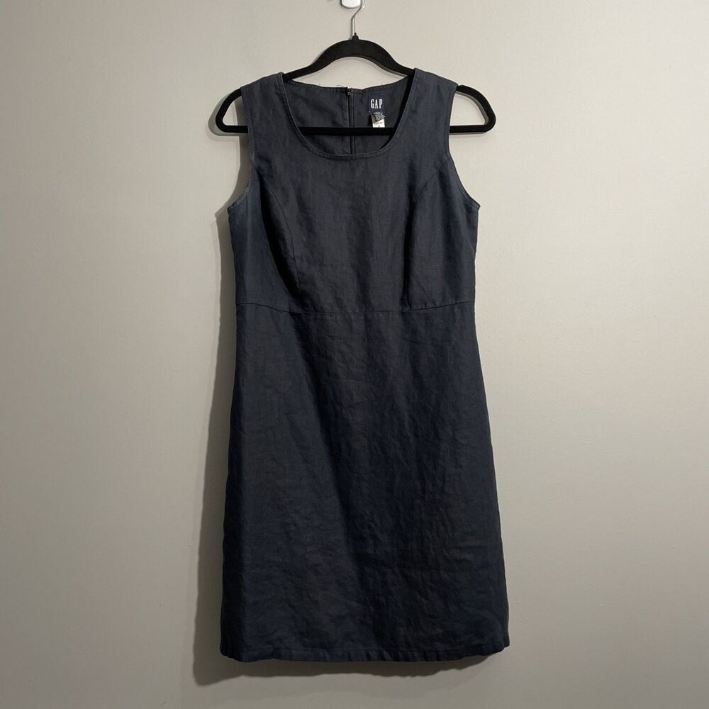 GAP Blue Linen Dress Womens 6 Sleeveless Summer Beach Vacation